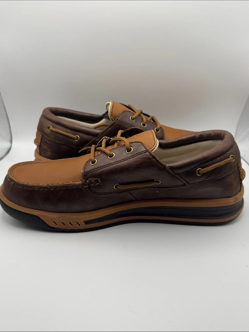 Timberland Men's Brown Leather Boat Shoes Lace Up Comfort Size 9M